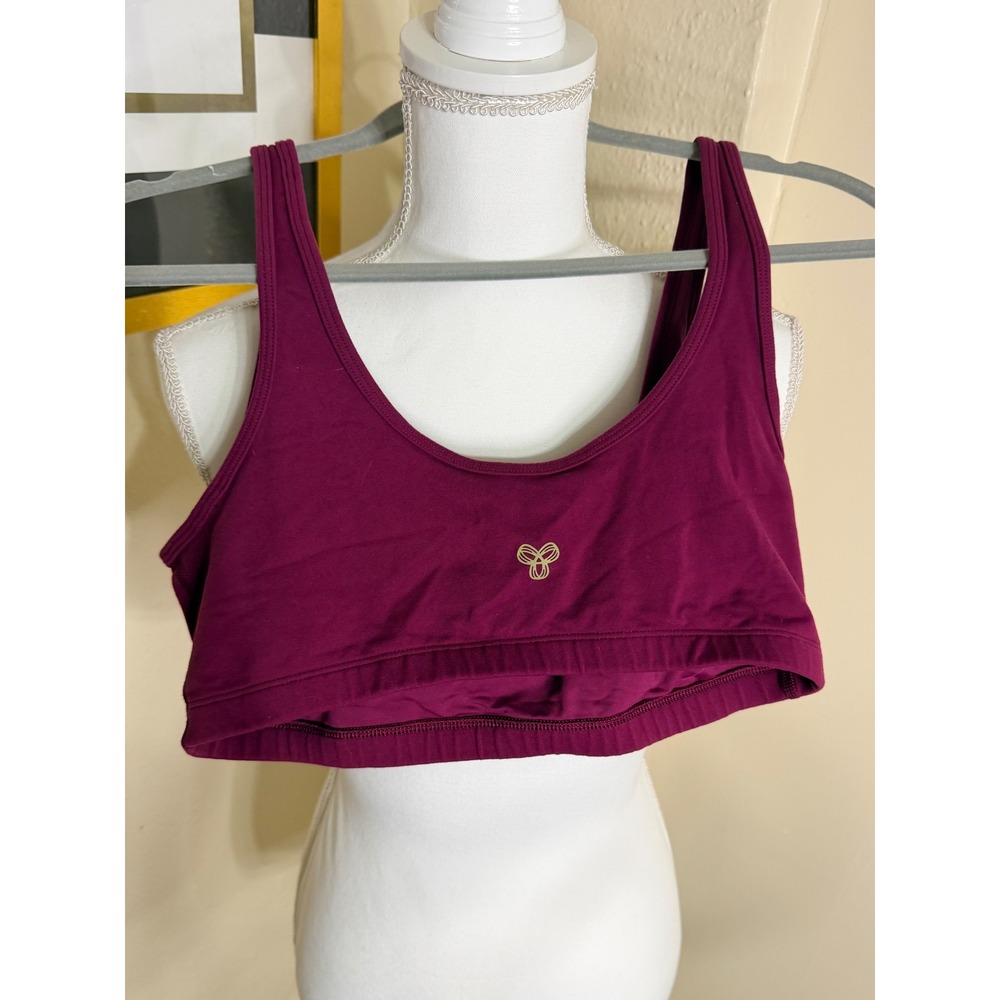 Aritzia Golden Tna Sports Bra Plum Burgundy Scoop Neck Activewear Large - Picture 2 of 3